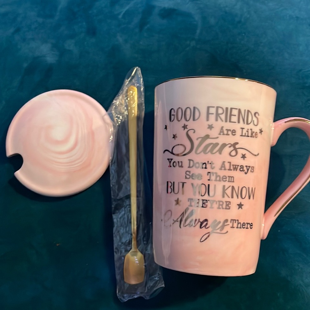 Good Friends are Like Stars- Pink Marble Gold Trim Penny Cai Mug 12oz
